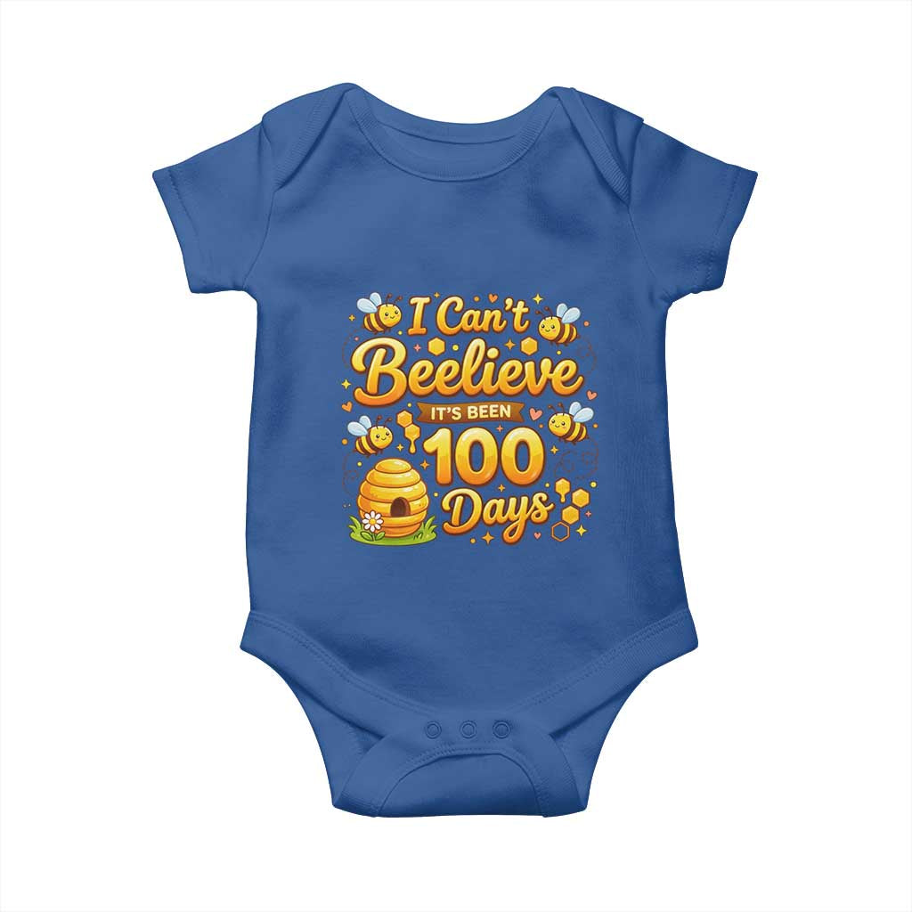 I Can't Believe It's Been 100 Days of School Cute Bee Baby Onesie TS02 Royal Blue Print Your Wear