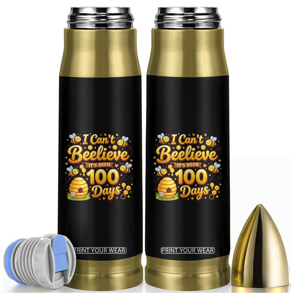 I Can't Believe It's Been 100 Days of School Cute Bee Bullet Tumbler TS02 Black Print Your Wear
