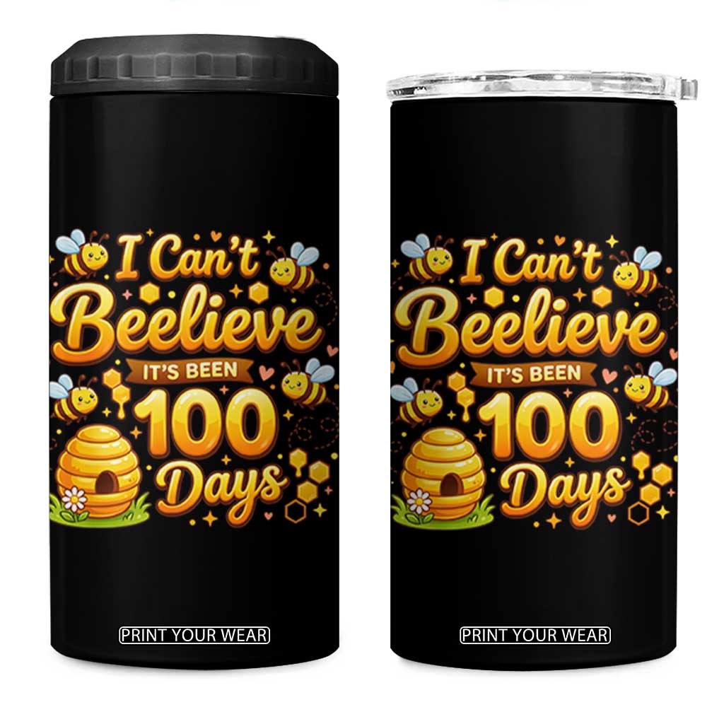 I Can't Believe It's Been 100 Days of School Cute Bee 4 in 1 Can Cooler Tumbler TS02 One Size: 16 oz Black Print Your Wear