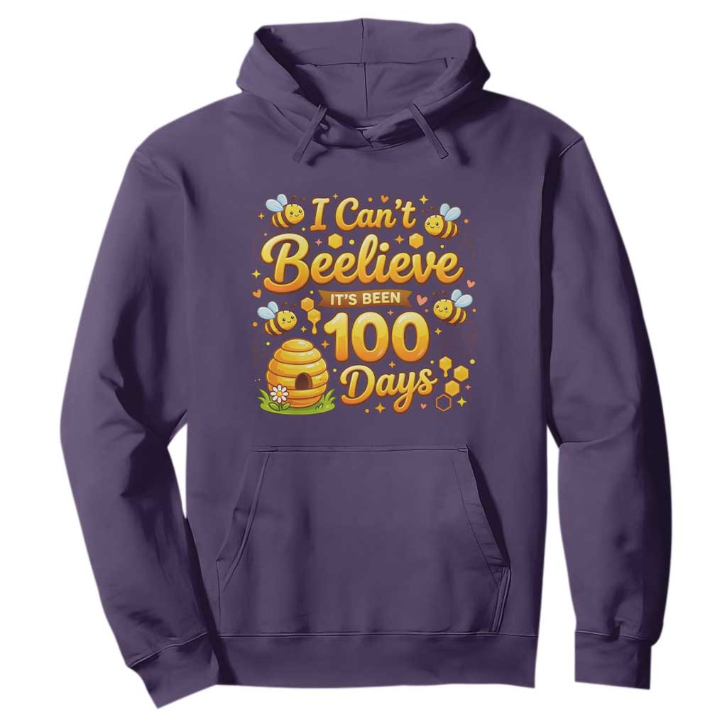 I Can't Believe It's Been 100 Days of School Cute Bee Hoodie TS02 Purple Print Your Wear