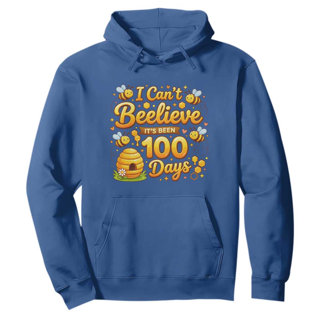I Can't Believe It's Been 100 Days of School Cute Bee Hoodie TS02 Royal Blue Print Your Wear