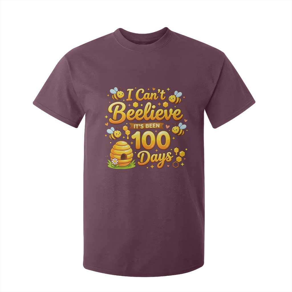 I Can't Believe It's Been 100 Days of School Cute Bee T Shirt For Kid TS02 Maroon Print Your Wear
