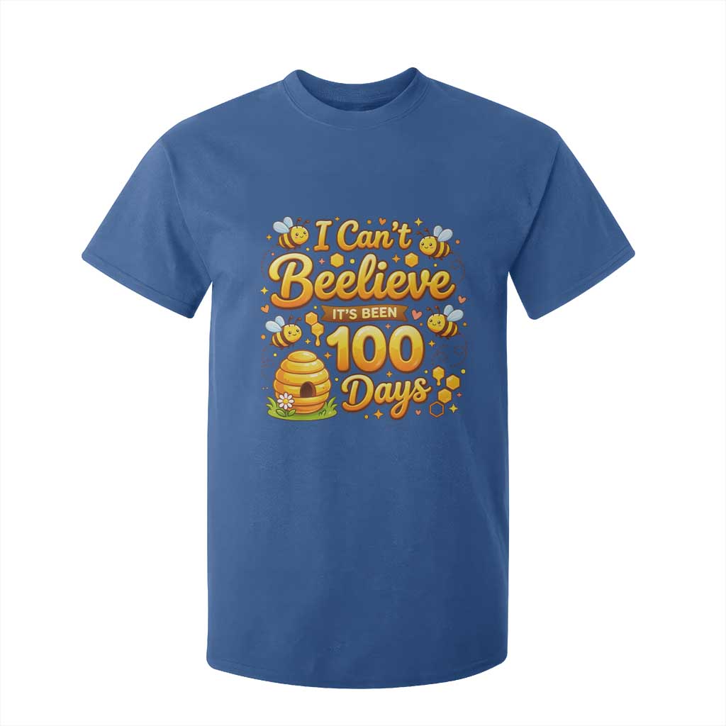 I Can't Believe It's Been 100 Days of School Cute Bee T Shirt For Kid TS02 Royal Blue Print Your Wear