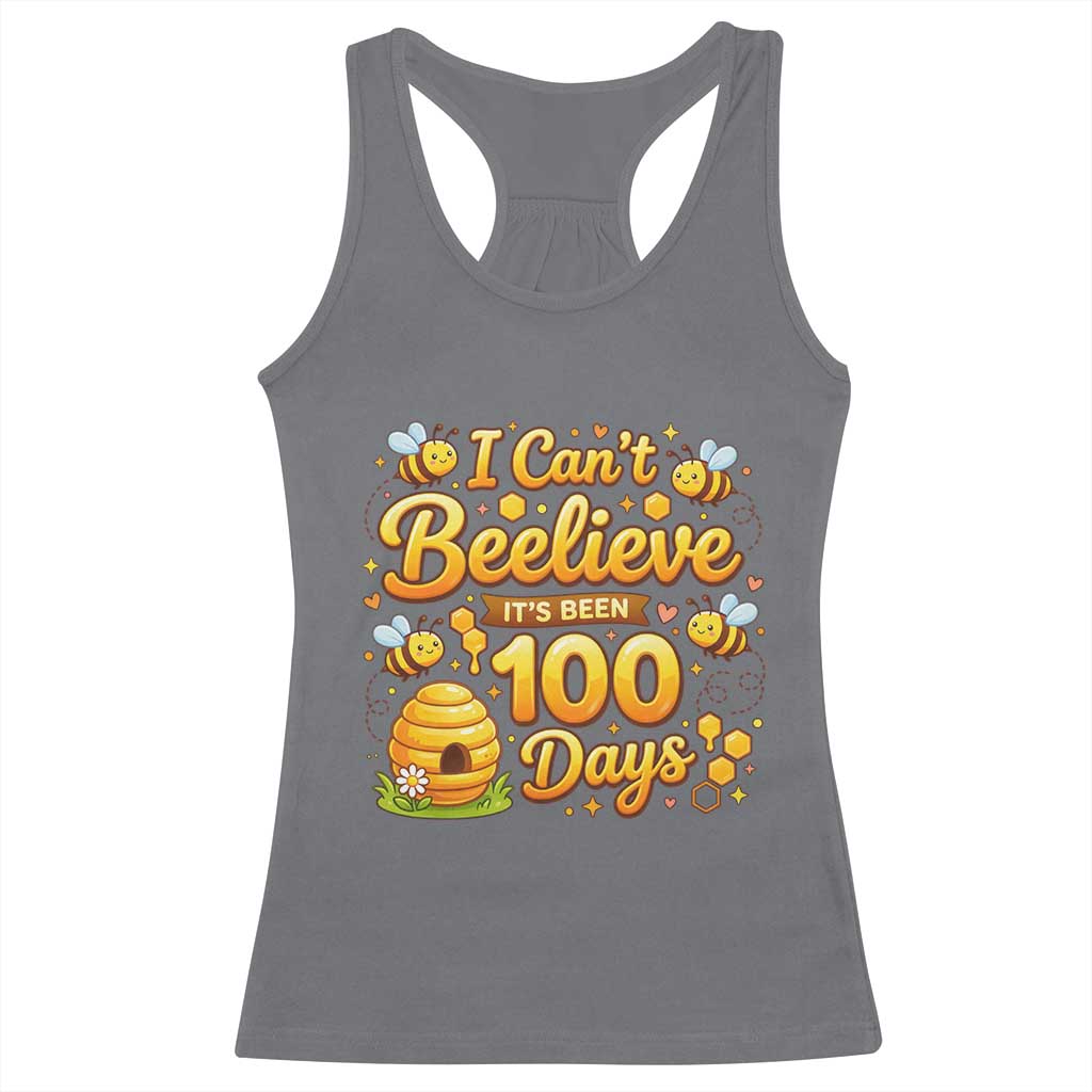 I Can't Believe It's Been 100 Days of School Cute Bee Racerback Tank Top TS02 Charcoal Print Your Wear