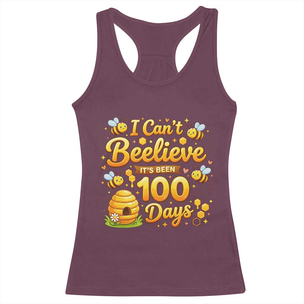 I Can't Believe It's Been 100 Days of School Cute Bee Racerback Tank Top TS02 Maroon Print Your Wear