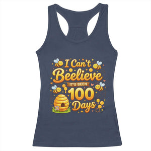 I Can't Believe It's Been 100 Days of School Cute Bee Racerback Tank Top TS02 Navy Print Your Wear