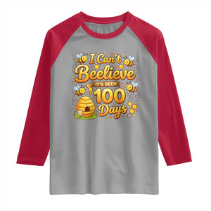 I Can't Believe It's Been 100 Days of School Cute Bee Raglan Shirt TS02 Sport Gray Red Print Your Wear