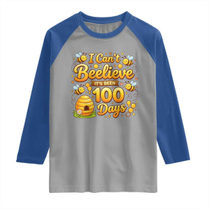 I Can't Believe It's Been 100 Days of School Cute Bee Raglan Shirt TS02 Sport Gray Royal Print Your Wear