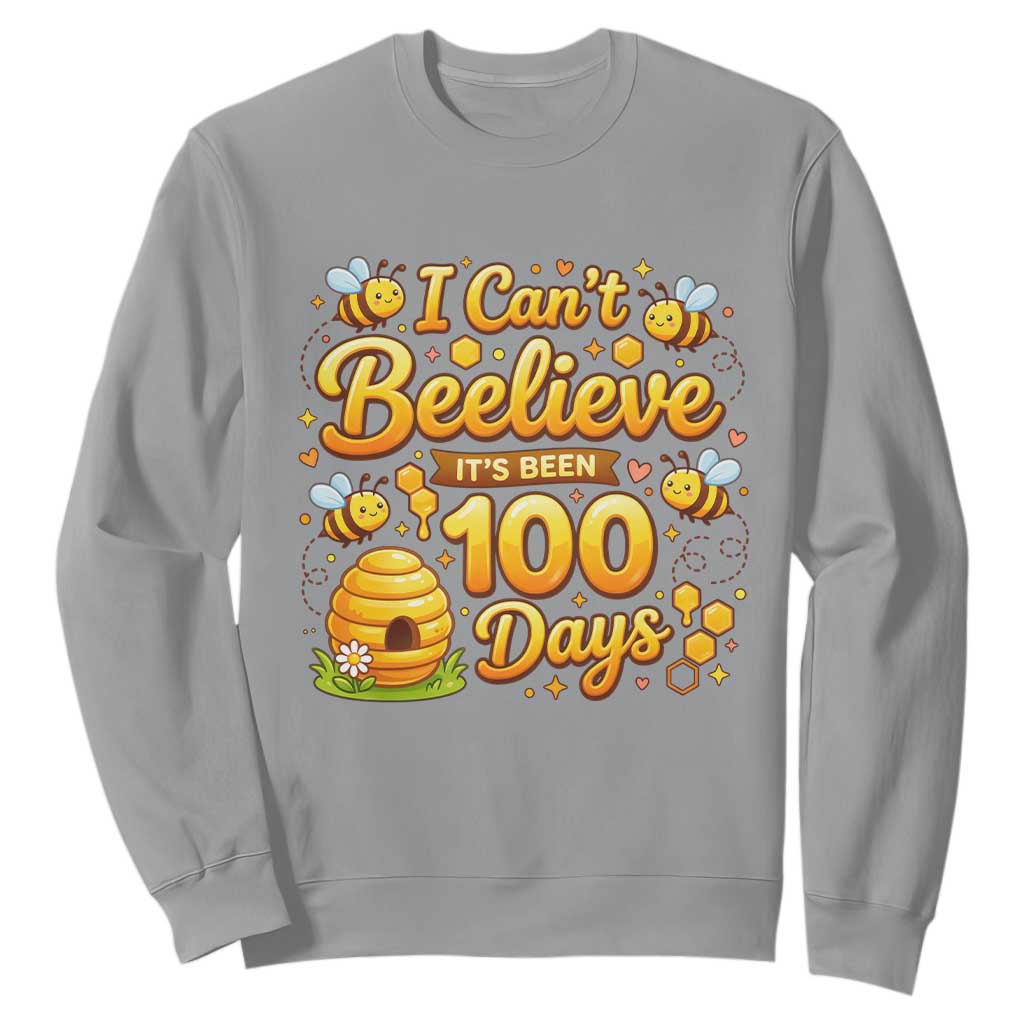 I Can't Believe It's Been 100 Days of School Cute Bee Sweatshirt TS02 Sport Gray Print Your Wear