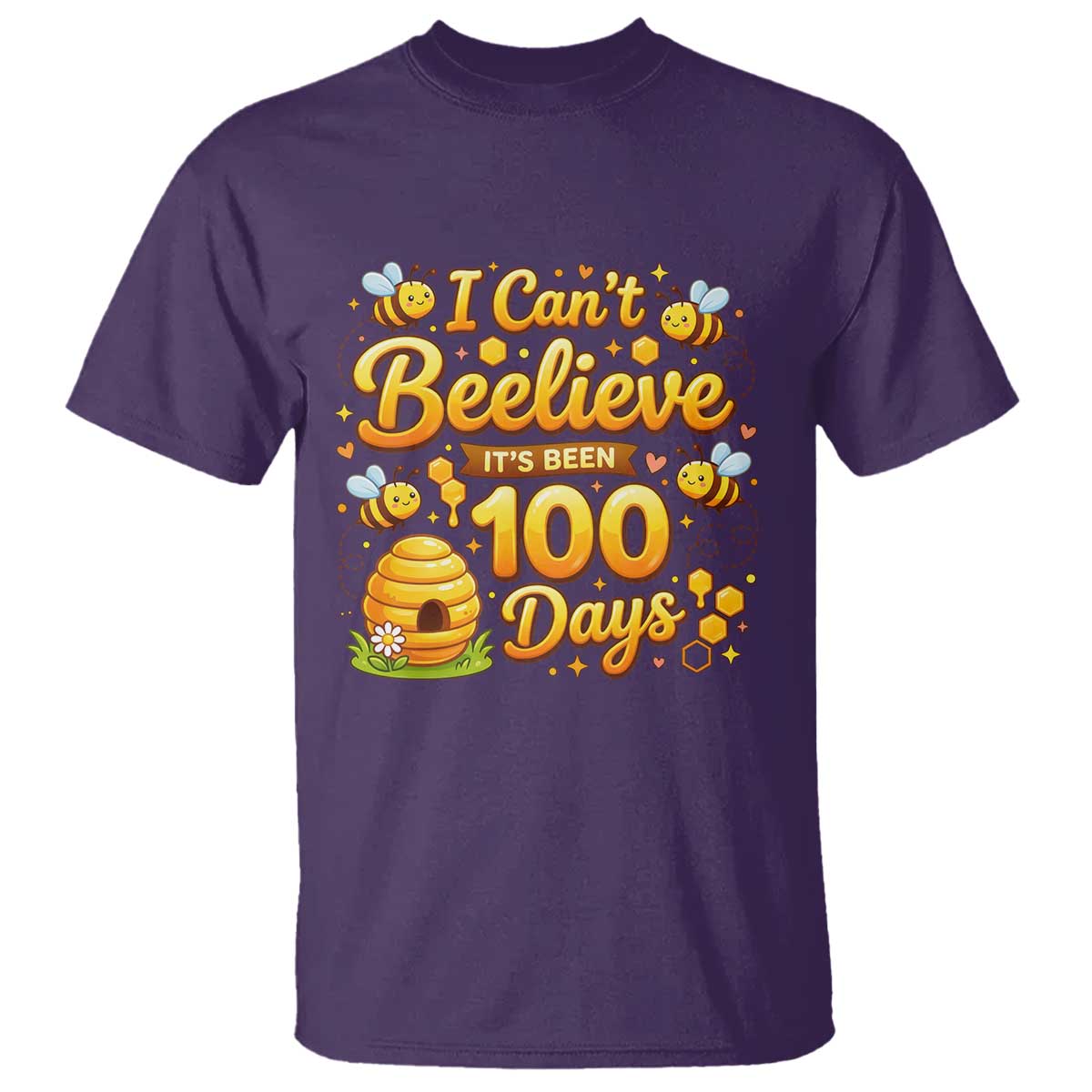 I Can't Believe It's Been 100 Days of School Cute Bee T Shirt TS02 Purple Print Your Wear