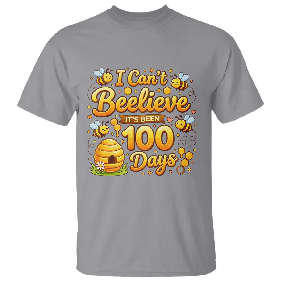 I Can't Believe It's Been 100 Days of School Cute Bee T Shirt TS02 Sport Gray Print Your Wear