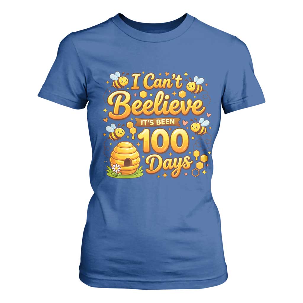 I Can't Believe It's Been 100 Days of School Cute Bee T Shirt For Women TS02 Royal Blue Print Your Wear