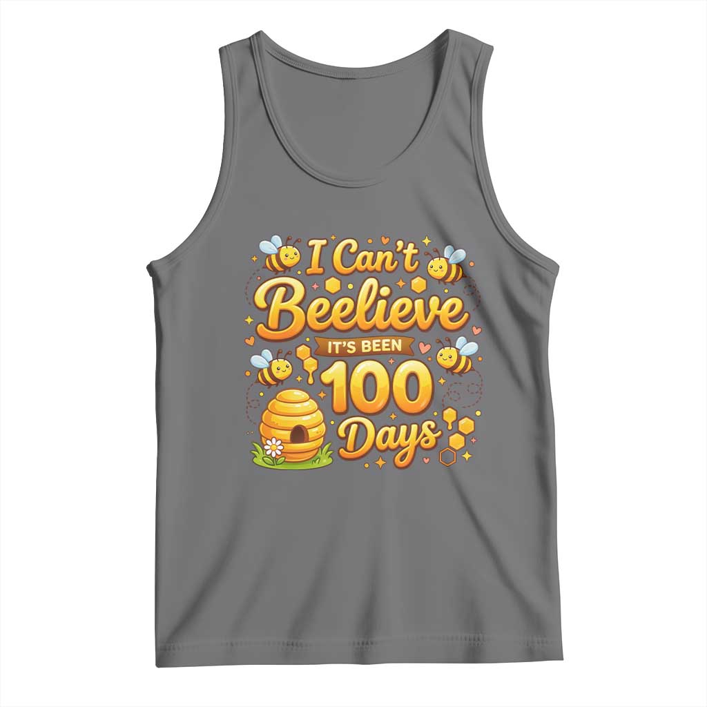 I Can't Believe It's Been 100 Days of School Cute Bee Tank Top TS02 Black Heather Print Your Wear
