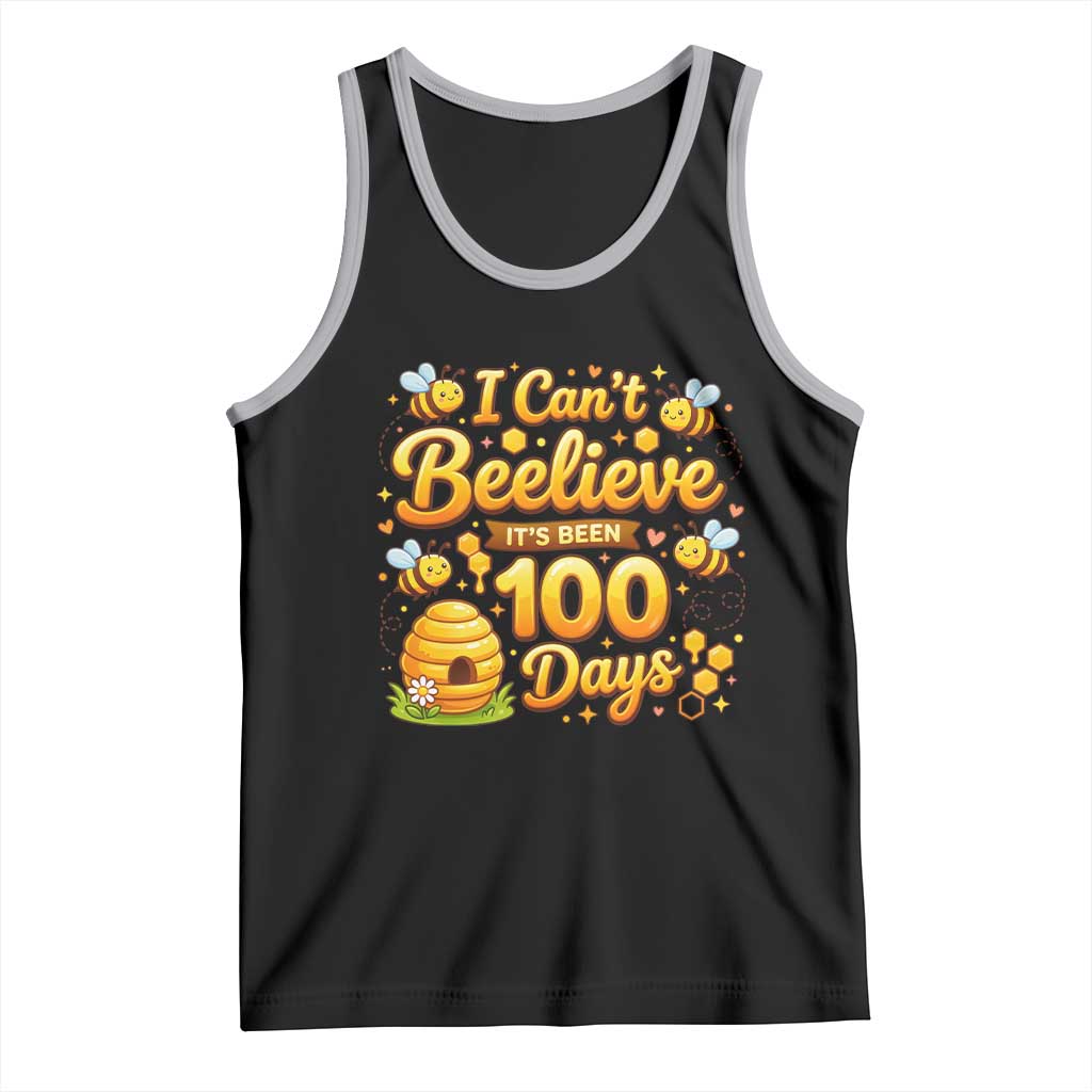 I Can't Believe It's Been 100 Days of School Cute Bee Tank Top TS02 Black Athletic Heather Print Your Wear