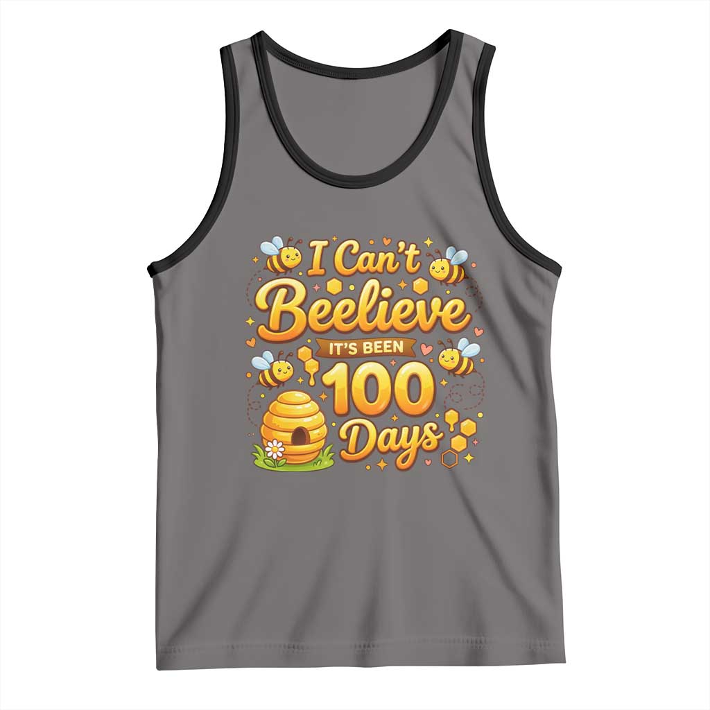 I Can't Believe It's Been 100 Days of School Cute Bee Tank Top TS02 Deep Heather Black Print Your Wear