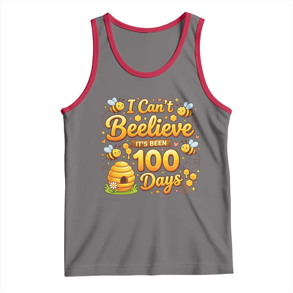 I Can't Believe It's Been 100 Days of School Cute Bee Tank Top TS02 Deep Heather Red Print Your Wear