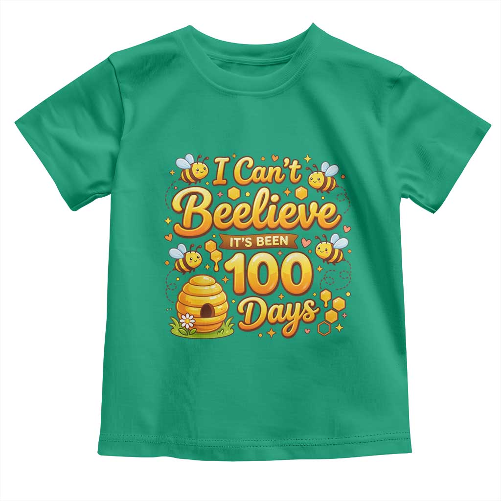 I Can't Believe It's Been 100 Days of School Cute Bee Toddler T Shirt TS02 Irish Green Print Your Wear