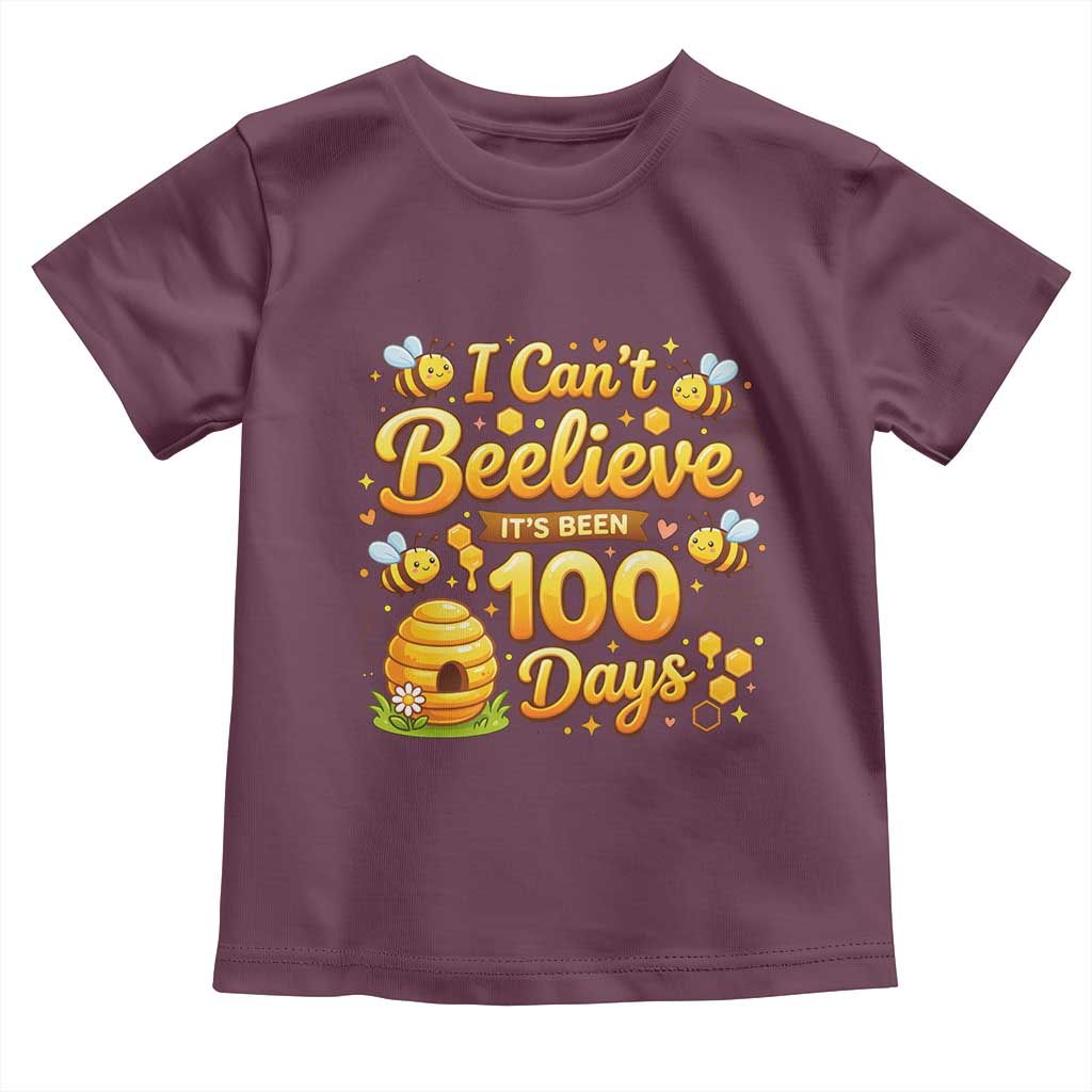 I Can't Believe It's Been 100 Days of School Cute Bee Toddler T Shirt TS02 Maroon Print Your Wear