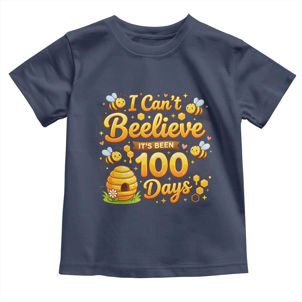 I Can't Believe It's Been 100 Days of School Cute Bee Toddler T Shirt TS02 Navy Print Your Wear