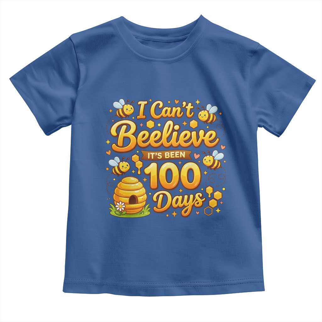 I Can't Believe It's Been 100 Days of School Cute Bee Toddler T Shirt TS02 Royal Blue Print Your Wear