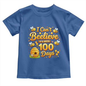 I Can't Believe It's Been 100 Days of School Cute Bee Toddler T Shirt TS02 Royal Blue Print Your Wear