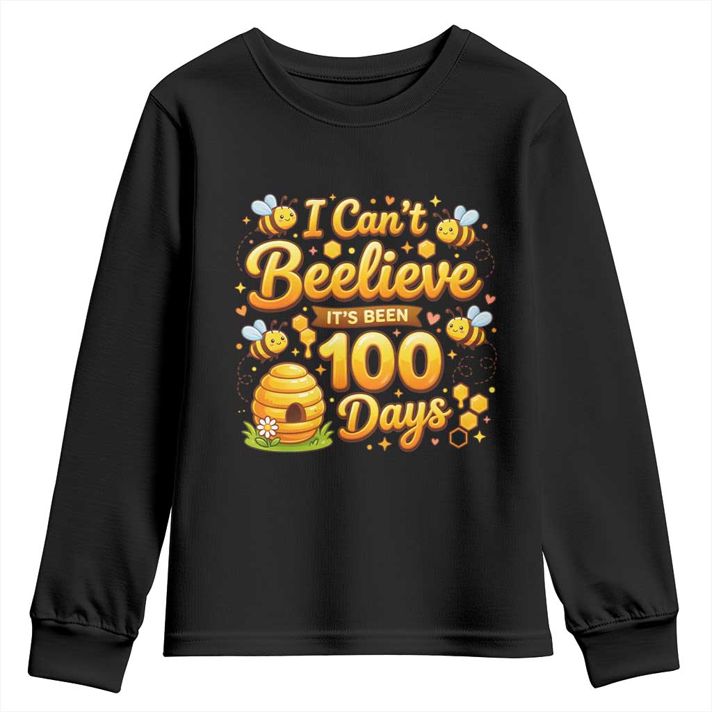 I Can't Believe It's Been 100 Days of School Cute Bee Youth Sweatshirt TS02 Black Print Your Wear