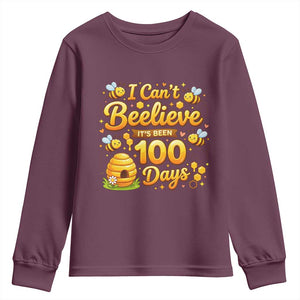 I Can't Believe It's Been 100 Days of School Cute Bee Youth Sweatshirt TS02 Maroon Print Your Wear