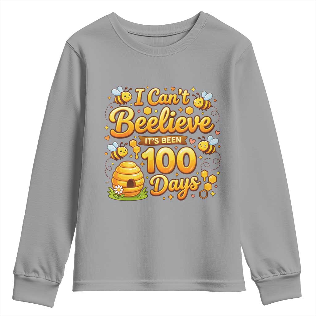 I Can't Believe It's Been 100 Days of School Cute Bee Youth Sweatshirt TS02 Sport Gray Print Your Wear