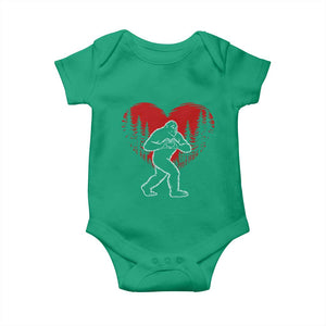Funny Valentine Bigfoot in Love Heart Hand Sign Baby Onesie Romantic Sasquatch in Forest Valentines Day TS02 Irish Green Print Your Wear