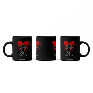 Funny Valentine Bigfoot in Love Heart Hand Sign Coffee Mug Romantic Sasquatch in Forest Valentines Day TS02 Print Your Wear