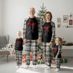 Funny Valentine Bigfoot in Love Heart Hand Sign Plaid Pajama Set Romantic Sasquatch in Forest Valentines Day TS02 Christmas Plaid Print Your Wear