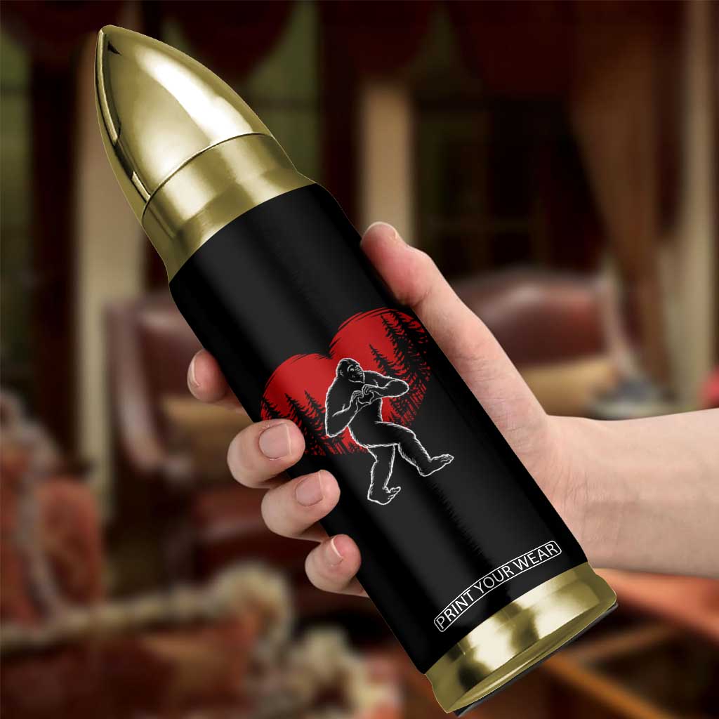 Funny Valentine Bigfoot in Love Heart Hand Sign Bullet Tumbler Romantic Sasquatch in Forest Valentines Day TS02 Print Your Wear