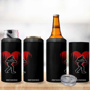 Funny Valentine Bigfoot in Love Heart Hand Sign 4 in 1 Can Cooler Tumbler Romantic Sasquatch in Forest Valentines Day TS02 Print Your Wear