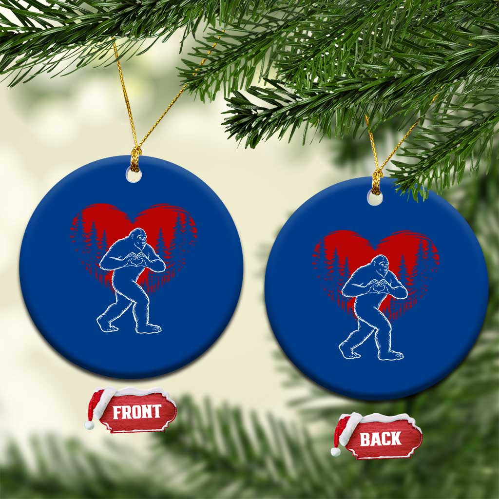 Funny Valentine Bigfoot in Love Heart Hand Sign Ceramic Ornament Romantic Sasquatch in Forest Valentines Day TS02 1pc Blue Print Your Wear