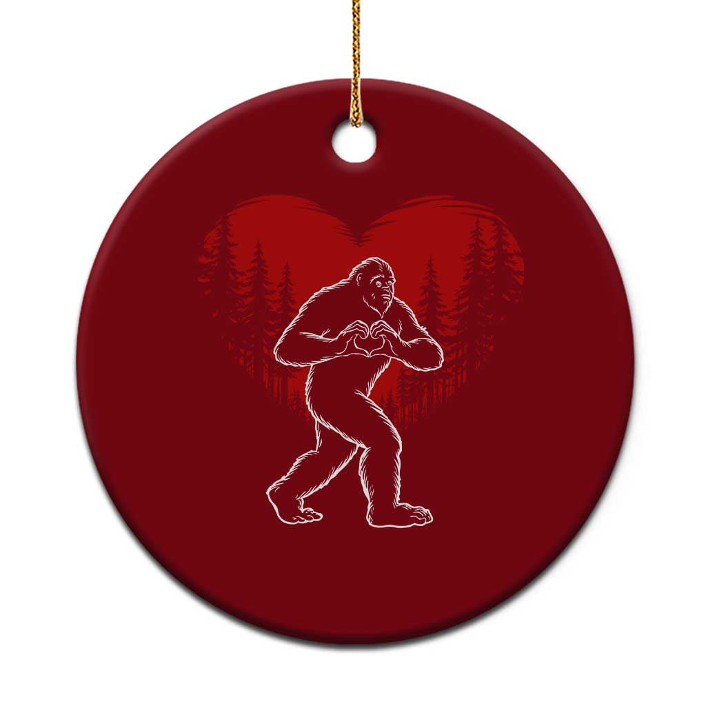 Funny Valentine Bigfoot in Love Heart Hand Sign Ceramic Ornament Romantic Sasquatch in Forest Valentines Day TS02 1pc Red Print Your Wear