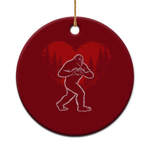 Funny Valentine Bigfoot in Love Heart Hand Sign Ceramic Ornament Romantic Sasquatch in Forest Valentines Day TS02 1pc Red Print Your Wear