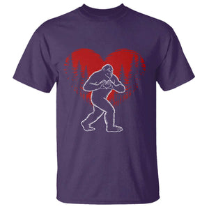 Funny Valentine Bigfoot in Love Heart Hand Sign T Shirt Romantic Sasquatch in Forest Valentines Day TS02 Purple Print Your Wear