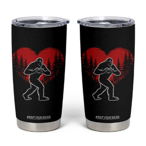 Funny Valentine Bigfoot in Love Heart Hand Sign Tumbler Cup Romantic Sasquatch in Forest Valentines Day TS02 Black Print Your Wear