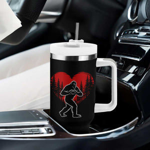 Funny Valentine Bigfoot in Love Heart Hand Sign Tumbler With Handle Romantic Sasquatch in Forest Valentines Day TS02 Print Your Wear