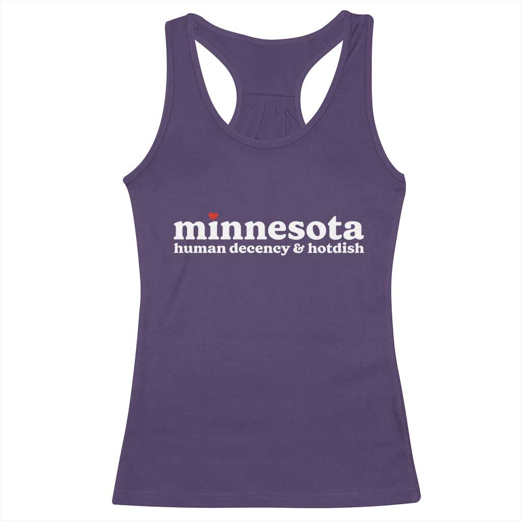 Minnesota Human Decency and Hotdish Racerback Tank Top MN Nice Social Justice and Human Rights TS02 Purple Print Your Wear