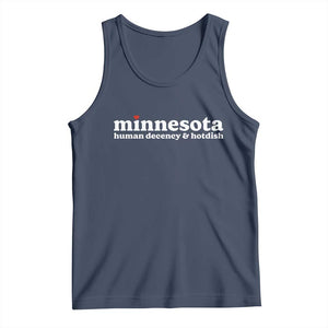 Minnesota Human Decency and Hotdish Tank Top MN Nice Social Justice and Human Rights TS02 Navy Print Your Wear