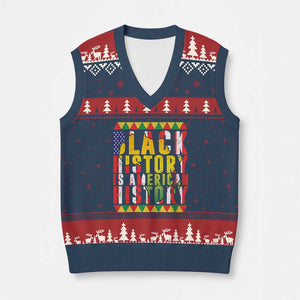 Black History is American History V-Neck Knit Sweater Vest Patriotic African Pride TS02 Navy Red Print Your Wear