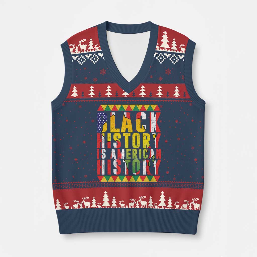 Black History is American History V-Neck Knit Sweater Vest Patriotic African Pride TS02 Navy Red Print Your Wear