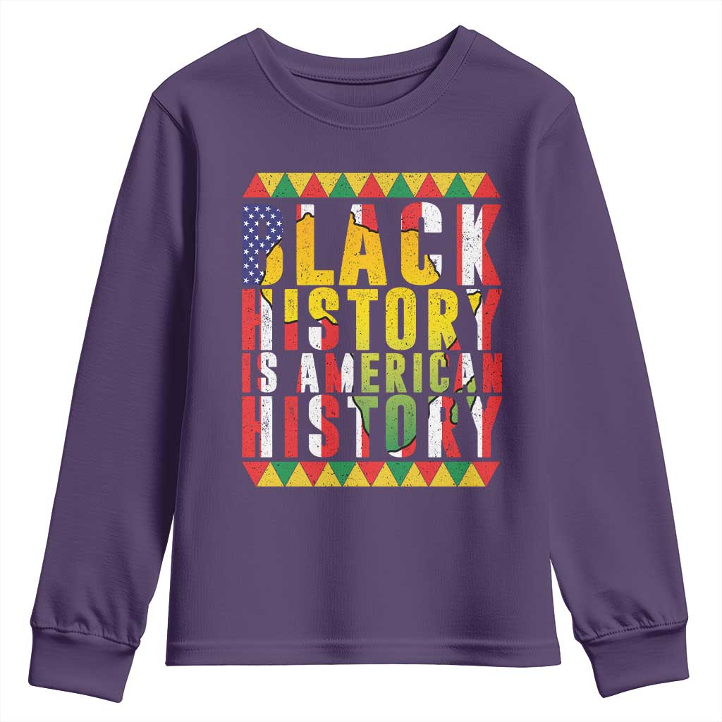 Black History is American History Youth Sweatshirt Patriotic African Pride TS02 Purple Print Your Wear