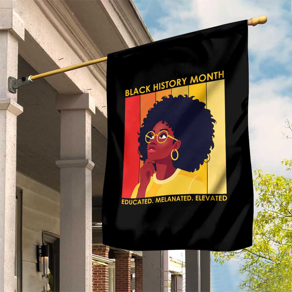 Black History Month Afro Woman Garden Flag Educated Melanated Elevated African American Empowerment TS02 Print Your Wear