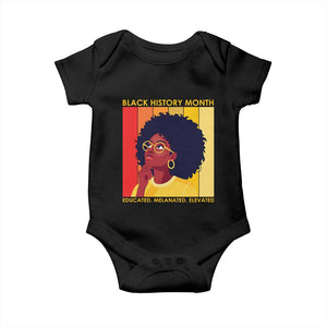 Black History Month Afro Woman Baby Onesie Educated Melanated Elevated African American Empowerment TS02 Black Print Your Wear