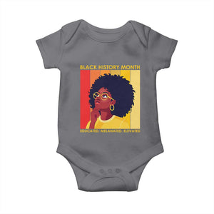 Black History Month Afro Woman Baby Onesie Educated Melanated Elevated African American Empowerment TS02 Charcoal Print Your Wear
