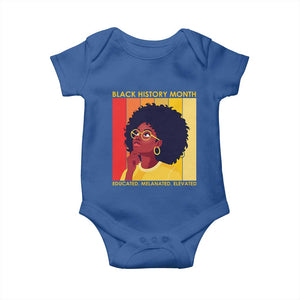 Black History Month Afro Woman Baby Onesie Educated Melanated Elevated African American Empowerment TS02 Royal Blue Print Your Wear