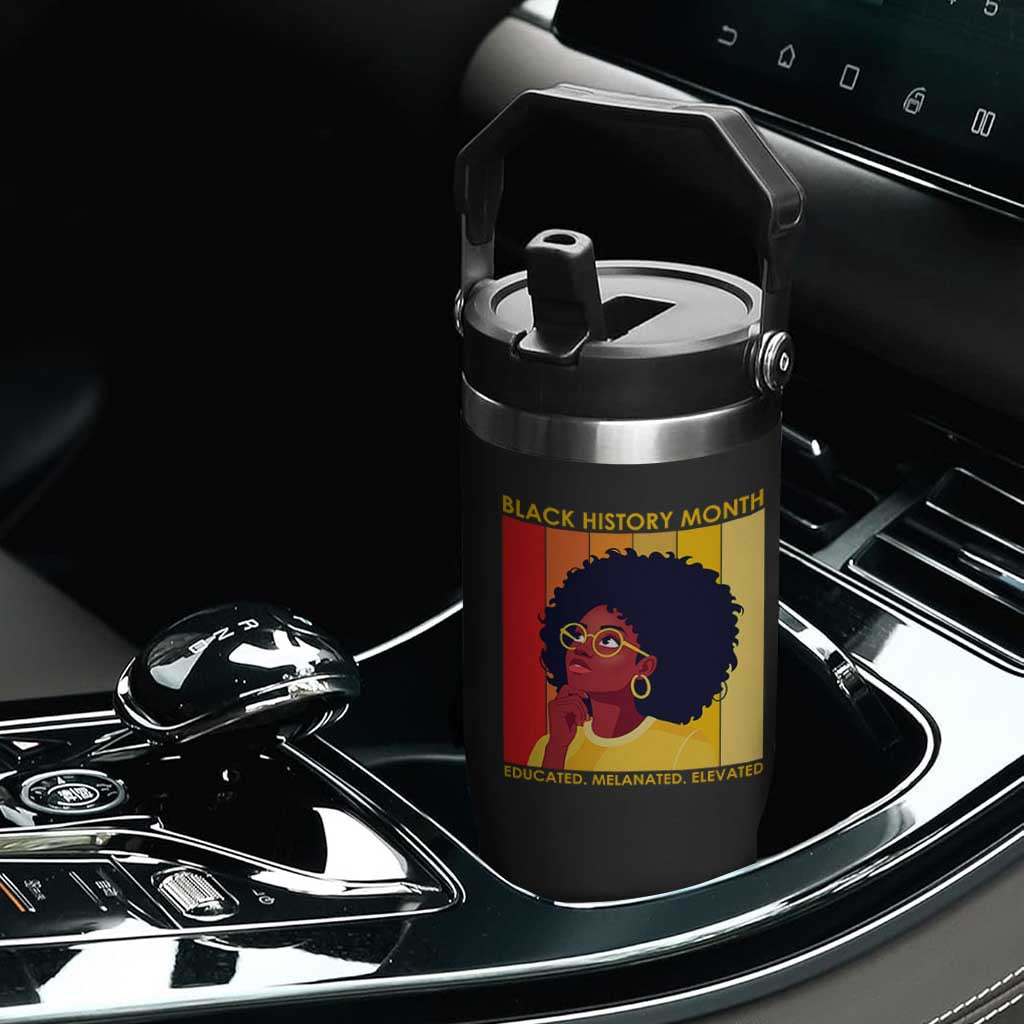 Black History Month Afro Woman Flip Straw Tumbler Educated Melanated Elevated African American Empowerment TS02 Print Your Wear