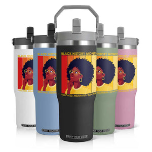 Black History Month Afro Woman Flip Straw Tumbler Educated Melanated Elevated African American Empowerment TS02 Print Your Wear